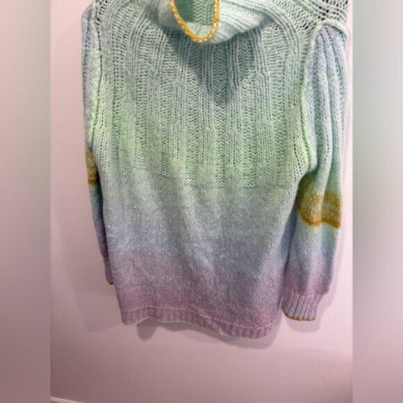 Anthropologie Perri Ombre Tunic Sweater / XSmall / Mint Purple Wool Alpaca Long - Picture 6 of 10